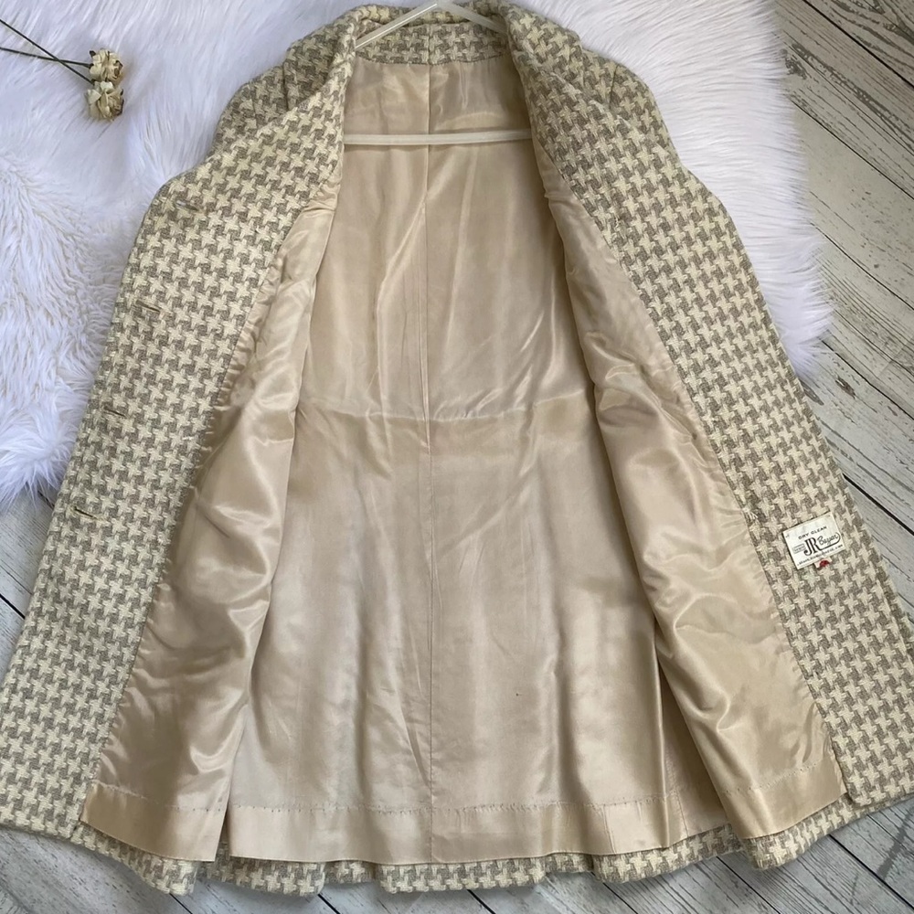 Vintage JR Bazaar Houndstooth Wool Coat Double Breasted Womans Medium 60s - Picture 9 of 10